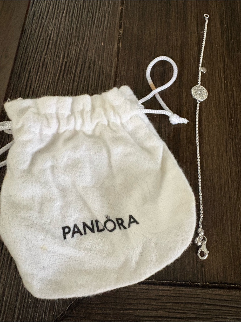 Pandora Silver Pavé Circle Charm Bracelet - Silver/White